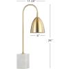 JONATHAN Y 26″ Brass Gold Arched Metal Table Lamp with White Marble Base, Modern Glam Desk Lamp for Living Room, Bedroom or Home Office, LED Bulb Included JYL1092A