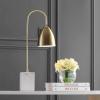 JONATHAN Y 26″ Brass Gold Arched Metal Table Lamp with White Marble Base, Modern Glam Desk Lamp for Living Room, Bedroom or Home Office, LED Bulb Included JYL1092A