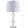 JONATHAN Y 26″ Clear Crystal Column Table Lamp, Glam Transitional Chrome Metal Lamp with White Linen Shade for Living Room Bedroom Nightstand, LED Bulb Included JYL2038A