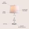 JONATHAN Y 26″ Clear Crystal Column Table Lamp, Glam Transitional Chrome Metal Lamp with White Linen Shade for Living Room Bedroom Nightstand, LED Bulb Included JYL2038A