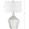 JONATHAN Y 26″ Clear Glass Demijohn Table Lamp, Modern Transitional Bedside Nightstand Lamp for Living Room Bedroom, White Linen Drum Shade, UL Listed, LED Bulb Included JYL5024A