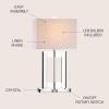 JONATHAN Y 26″ Clear and Black Crystal Table Lamp, Modern Geometric Glam Glass Lamp with White Linen Drum Shade for Living Room Bedroom Nightstand, LED Bulb Included JYL2015A