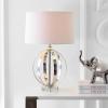 JONATHAN Y 26″ Polished Nickel Metal Orb LED Table Lamp, Modern Contemporary Iron and Crystal Base, White Linen Drum Shade for Living Room Bedroom, LED Bulb Included JYL1086A