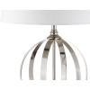 JONATHAN Y 26″ Polished Nickel Metal Orb LED Table Lamp, Modern Contemporary Iron and Crystal Base, White Linen Drum Shade for Living Room Bedroom, LED Bulb Included JYL1086A