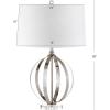 JONATHAN Y 26″ Polished Nickel Metal Orb LED Table Lamp, Modern Contemporary Iron and Crystal Base, White Linen Drum Shade for Living Room Bedroom, LED Bulb Included JYL1086A