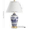 JONATHAN Y 26.5″ Blue and White Ceramic Ginger Jar Table Lamp, Traditional Chinoiseries Landscape for Bedroom Living Room, White Linen Empire Shade, LED Bulb Included JYL6610A