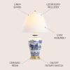 JONATHAN Y 26.5″ Blue and White Ceramic Ginger Jar Table Lamp, Traditional Chinoiseries Landscape for Bedroom Living Room, White Linen Empire Shade, LED Bulb Included JYL6610A