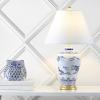 JONATHAN Y 26.5″ Blue and White Ceramic Ginger Jar Table Lamp, Traditional Chinoiseries Landscape for Bedroom Living Room, White Linen Empire Shade, LED Bulb Included JYL6610A