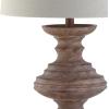JONATHAN Y 26.5″ Brown Faux Bois Resin Table Lamp, Traditional Wood Turned Design for Living Room Bedroom, Light Taupe Linen Shade, LED Bulb Included, UL Listed JYL1001A