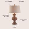 JONATHAN Y 26.5″ Brown Faux Bois Resin Table Lamp, Traditional Wood Turned Design for Living Room Bedroom, Light Taupe Linen Shade, LED Bulb Included, UL Listed JYL1001A