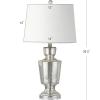 JONATHAN Y 26.5″ Mercury Silver Glass Table Lamp for Living Room Bedroom, Traditional Urn Bedside Lamp with White Linen Empire Shade, UL Listed, LED Bulb Included JYL2002A