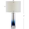 JONATHAN Y 27″ Blue Glass Crystal Table Lamp for Bedroom Living Room Nightstand, Modern Ombre Bedside Lamp, White Linen Drum Shade, LED Bulb Included JYL1069A(Blue)