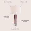 JONATHAN Y 27″ Blue Glass Crystal Table Lamp for Bedroom Living Room Nightstand, Modern Ombre Bedside Lamp, White Linen Drum Shade, LED Bulb Included JYL1069A(Pink)