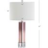 JONATHAN Y 27″ Blue Glass Crystal Table Lamp for Bedroom Living Room Nightstand, Modern Ombre Bedside Lamp, White Linen Drum Shade, LED Bulb Included JYL1069A(Pink)