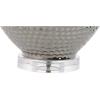 JONATHAN Y 27″ Chrome Dimpled Ceramic Table Lamp, Glam Silver Textured Base with White Linen Drum Shade for Living Room Bedroom Nightstand, LED Bulb Included JYL5025A
