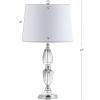 JONATHAN Y 27″ Clear Crystal LED Table Lamp, Traditional French Country Chrome Nightstand Lamp with White Linen Drum Shade for Living Room, LED Bulb Included JYL2039A