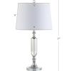 JONATHAN Y 27″ Clear Fluted Crystal LED Table Lamp, Glam Traditional Chrome Bedside Lamp for Living Room Bedroom, White Linen Empire Shade, LED Bulb Included JYL2046A