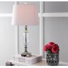 JONATHAN Y 27″ Clear Fluted Crystal LED Table Lamp, Glam Traditional Chrome Bedside Lamp for Living Room Bedroom, White Linen Empire Shade, LED Bulb Included JYL2046A