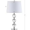 JONATHAN Y 27″ Clear/Chrome Traditional Crystal LED Table Lamp, Elegant Column Bedside Lamp for Living Room Bedroom, White Linen Shade, UL Listed, LED Bulb Included JYL2042A