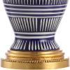 JONATHAN Y 27″ Navy/White Ceramic Modern Coastal Table Lamp, Traditional Ginger Jar Design with Gold Leaf Accents and White Linen Empire Shade, LED Bulb Included JYL6611A