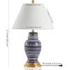 JONATHAN Y 27″ Navy/White Ceramic Modern Coastal Table Lamp, Traditional Ginger Jar Design with Gold Leaf Accents and White Linen Empire Shade, LED Bulb Included JYL6611A