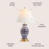 JONATHAN Y 27″ Navy/White Ceramic Modern Coastal Table Lamp, Traditional Ginger Jar Design with Gold Leaf Accents and White Linen Empire Shade, LED Bulb Included JYL6611A