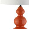 JONATHAN Y 27.5″ White/Brass Gold Modern Ceramic Gourd Table Lamp for Living Room, Large Bedside Nightstand Lamp for Bedroom, White Linen Drum Shade, LED Bulb Included (JYL4023D)(Coral)