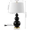 JONATHAN Y 27.5″ White/Brass Gold Modern Ceramic Gourd Table Lamp for Living Room, Large Bedside Nightstand Lamp for Bedroom, White Linen Drum Shade, LED Bulb Included (JYL4023D)(Black)