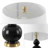 JONATHAN Y 27.5″ White/Brass Gold Modern Ceramic Gourd Table Lamp for Living Room, Large Bedside Nightstand Lamp for Bedroom, White Linen Drum Shade, LED Bulb Included (JYL4023D)(Black)