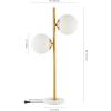 JONATHAN Y 28″ Brass Gold 2-Light Art Deco LED Table Lamp, Coastal Vintage Iron Lamp with White Marble Base and Frosted Glass Globe Shades, LED Bulbs Included JYL1107A