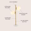 JONATHAN Y 28″ Brass Gold 2-Light Art Deco LED Table Lamp, Coastal Vintage Iron Lamp with White Marble Base and Frosted Glass Globe Shades, LED Bulbs Included JYL1107A