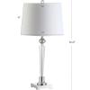 JONATHAN Y 28.25″ Clear Crystal Table Lamp, Chrome Candlestick Base with White Linen Drum Shade, Traditional French Country Lamp for Living Room, LED Bulb Included JYL2051A