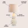JONATHAN Y 28.25″ Light Olive Ceramic Table Lamp, Modern Fluted Gourd Bedside Lamp for Living Room Bedroom, White Linen Shade, LED Bulb Included, UL Listed (JYL8019C)(Cream)