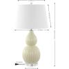 JONATHAN Y 28.25″ Light Olive Ceramic Table Lamp, Modern Fluted Gourd Bedside Lamp for Living Room Bedroom, White Linen Shade, LED Bulb Included, UL Listed (JYL8019C)(Light Olive)