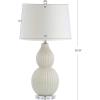 JONATHAN Y 28.25″ Light Olive Ceramic Table Lamp, Modern Fluted Gourd Bedside Lamp for Living Room Bedroom, White Linen Shade, LED Bulb Included, UL Listed (JYL8019C)(Cream)