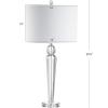 JONATHAN Y 28.5″ Clear Crystal Table Lamp, Modern Glam Column Lamp with White Linen Drum Shade for Living Room Bedroom Nightstand, Chrome Finish, LED Bulb Included JYL5018A
