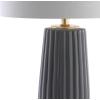 JONATHAN Y 28.5″ Navy Blue Modern Ceramic Table Lamp for Living Room Bedroom, Fluted Bedside Nightstand Lamp with White Linen Shade, Gold Base, LED Bulb Included JYL5045A(Gray)