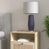 JONATHAN Y 28.5″ Navy Blue Modern Ceramic Table Lamp for Living Room Bedroom, Fluted Bedside Nightstand Lamp with White Linen Shade, Gold Base, LED Bulb Included JYL5045A(Navy)