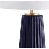 JONATHAN Y 28.5″ Navy Blue Modern Ceramic Table Lamp for Living Room Bedroom, Fluted Bedside Nightstand Lamp with White Linen Shade, Gold Base, LED Bulb Included JYL5045A(Navy)