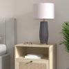 JONATHAN Y 28.5″ Navy Blue Modern Ceramic Table Lamp for Living Room Bedroom, Fluted Bedside Nightstand Lamp with White Linen Shade, Gold Base, LED Bulb Included JYL5045A(Gray)
