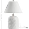 JONATHAN Y 28.5″ White Ceramic Serge Swirl Table Lamp, Bohemian Glam Bedside Lamp for Living Room, Bedroom, White Linen Empire Shade, UL Listed, LED Bulb Included JYL6616A