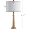 JONATHAN Y 28.7″ Antique Gold Traditional Resin LED Table Lamp, Classic Embossed Leaf Design with White Linen Drum Shade for Living Room Bedroom, LED Bulb Included JYL3032A