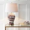 JONATHAN Y 29″ Brown/White Ceramic Table Lamp for Living Room Bedroom Office, Modern Coastal Bedside Lamp with White Linen Shade, Traditional Nightstand Lamp, LED Bulb (JYL3016B)(Brown/White)