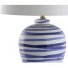 JONATHAN Y 29″ Brown/White Ceramic Table Lamp for Living Room Bedroom Office, Modern Coastal Bedside Lamp with White Linen Shade, Traditional Nightstand Lamp, LED Bulb (JYL3016B)(Blue/White)