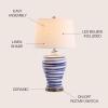 JONATHAN Y 29″ Brown/White Ceramic Table Lamp for Living Room Bedroom Office, Modern Coastal Bedside Lamp with White Linen Shade, Traditional Nightstand Lamp, LED Bulb (JYL3016B)(Blue/White)