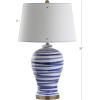 JONATHAN Y 29″ Brown/White Ceramic Table Lamp for Living Room Bedroom Office, Modern Coastal Bedside Lamp with White Linen Shade, Traditional Nightstand Lamp, LED Bulb (JYL3016B)(Blue/White)