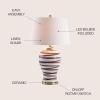 JONATHAN Y 29″ Brown/White Ceramic Table Lamp for Living Room Bedroom Office, Modern Coastal Bedside Lamp with White Linen Shade, Traditional Nightstand Lamp, LED Bulb (JYL3016B)(Brown/White)