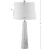 JONATHAN Y 29″ White/Black Faux Marble Resin Table Lamp, Modern Glam Bedside Nightstand Lamp for Living Room, White Linen Drum Shade, UL Listed, LED Bulb Included JYL1002A