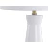 JONATHAN Y 29″ White/Brass Gold Modern Ceramic Column Table Lamp with Brass Gold Base, Elegant Bedside Lamp for Living Room Bedroom Nightstand, White Linen Shade, LED Bulb Included (JYL3046B)(White/Brass Gold)