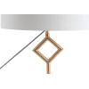 JONATHAN Y 29.5″ Gold Modern Geometric Table Lamp with Marble Base, Glam Diamante Metal Diamond Silhouette Lamp for Bedroom Living Room, White Linen Shade, LED Bulb Included JYL1080A